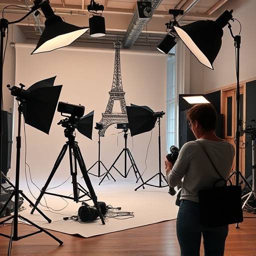 Photographe professionnel prenant des photos dans un studio photo √† Paris
